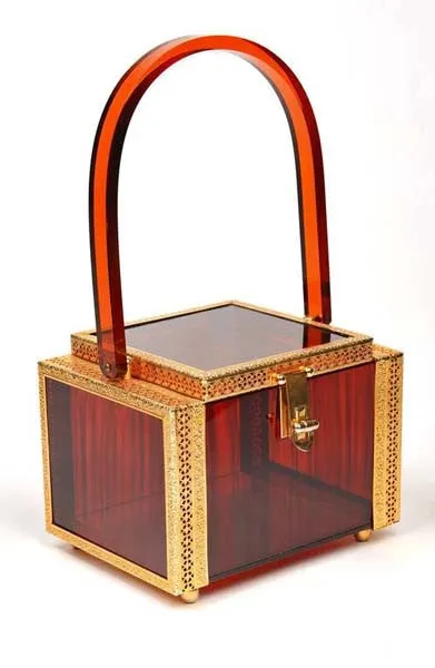1950s Tortoise Shell Lucite Box Purse