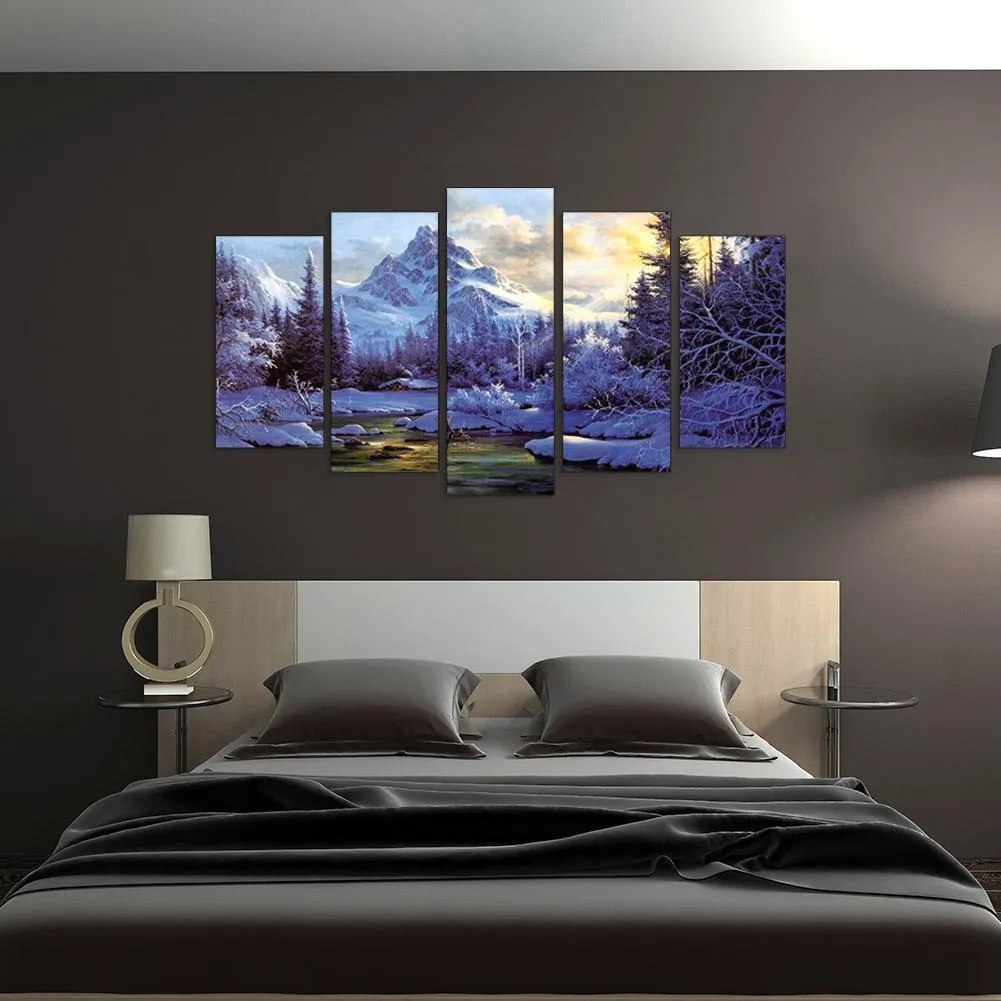 5pcs Snow Mountain DIY Full Drill Diamond Painting