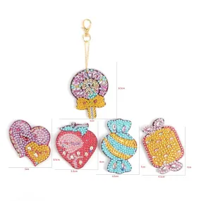5pcs/Set Cute Candy Full Drill Special Shape Diamond Painting Keychain Art