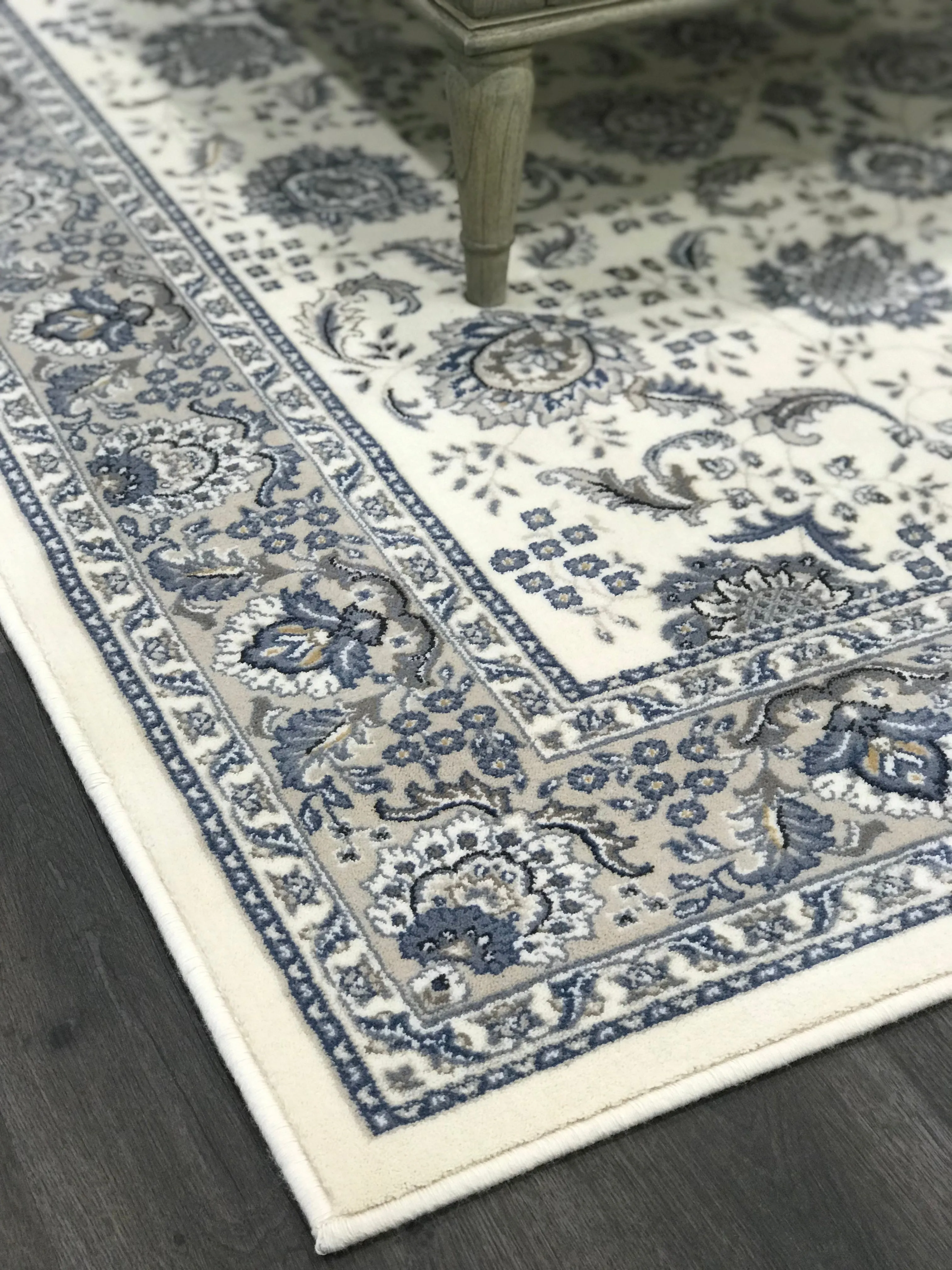 Ashley Blue and Cream NZ Wool Rug