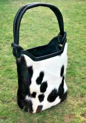 Black White Cowhide Shoulder Purse