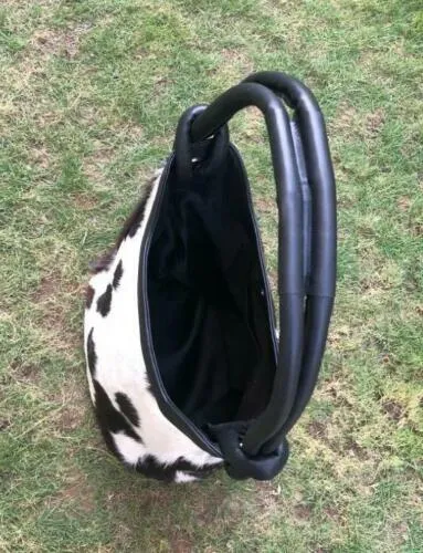 Black White Cowhide Shoulder Purse