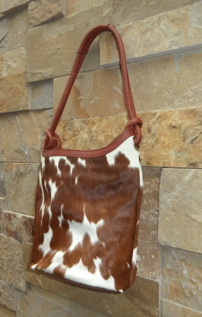 Black White Cowhide Shoulder Purse