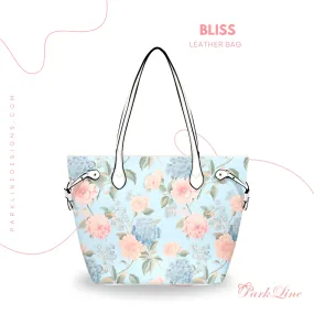 Bliss Leather Bag | Pastel Blue and Pink Floral Design | Perfect Gift for Her | Elegant & Durable Fashion Tote