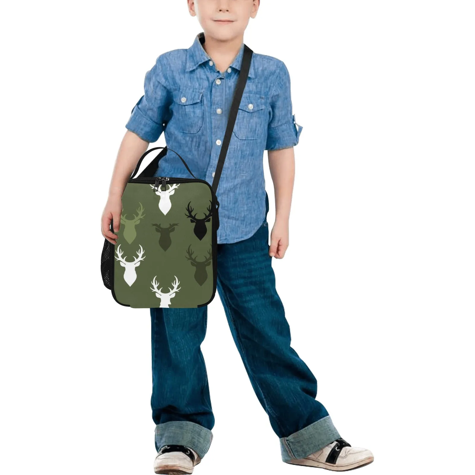 Buck Print Lunch Bag for Kids - Durable Nylon, Thermal Insulation