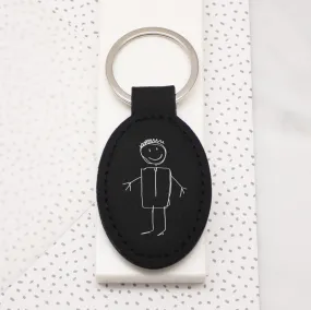 Child's Drawing Faux Leather Keyring