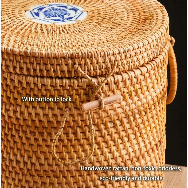 Elegant Handwoven Rattan Tea Caddy: The Perfect Organizer for Tea Aficionados