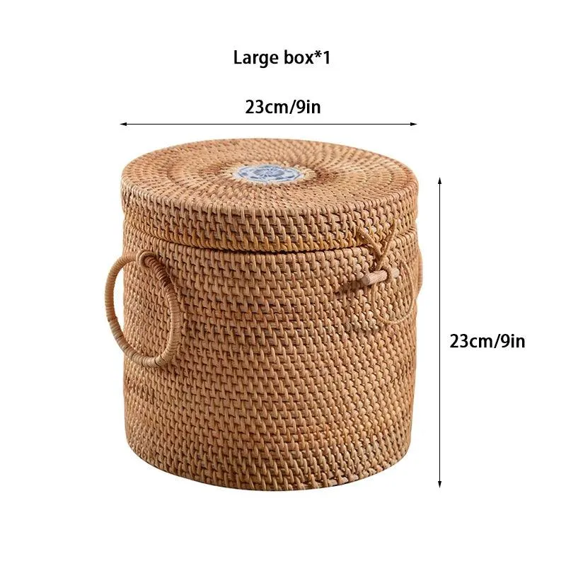 Elegant Handwoven Rattan Tea Caddy: The Perfect Organizer for Tea Aficionados