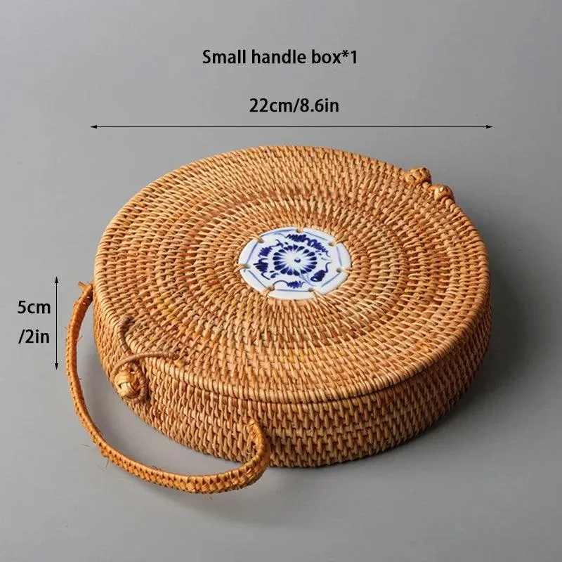 Elegant Handwoven Rattan Tea Caddy: The Perfect Organizer for Tea Aficionados