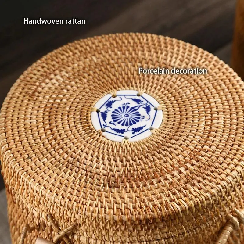 Elegant Handwoven Rattan Tea Caddy: The Perfect Organizer for Tea Aficionados