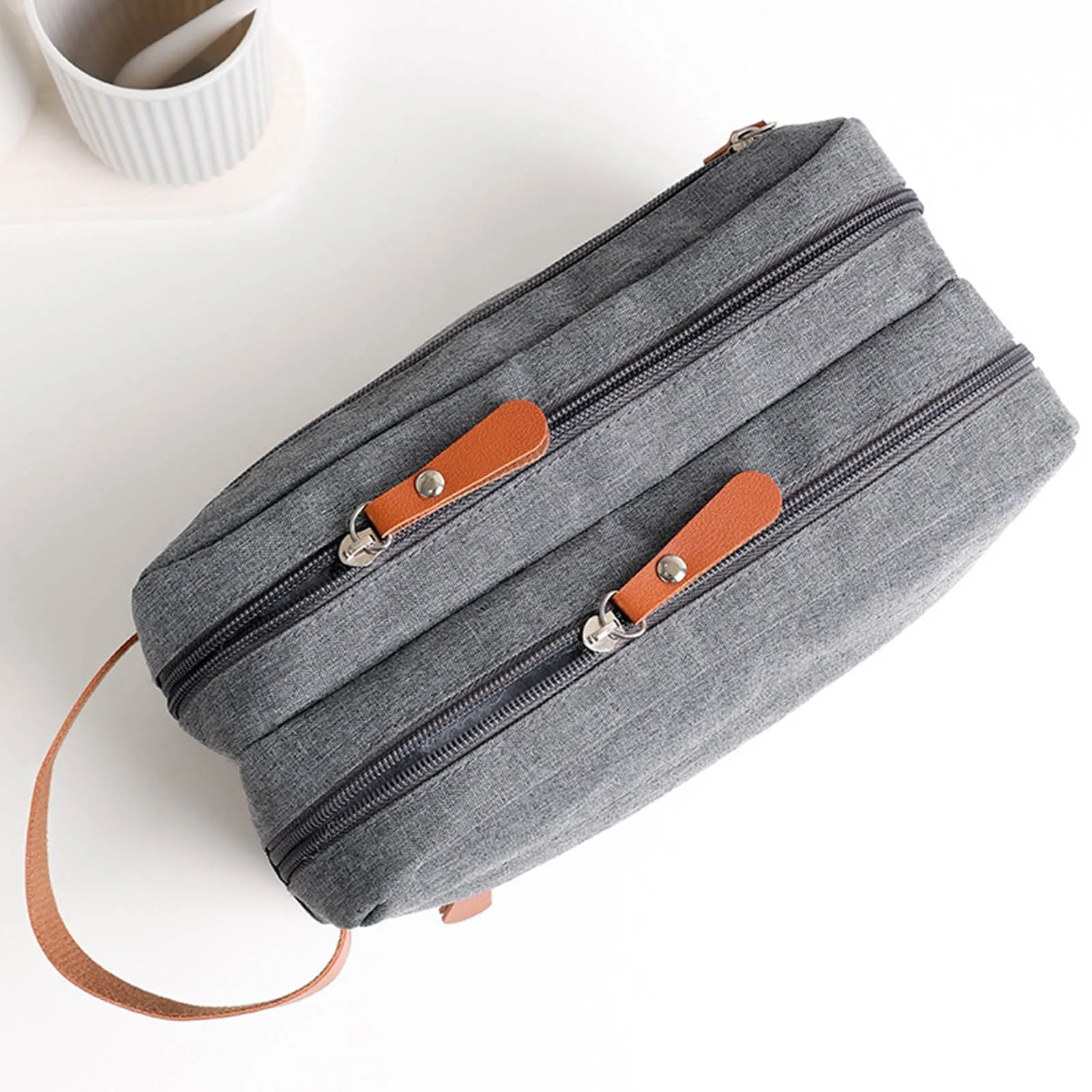Fashionable Large Capacity Toiletry Bag | Foldable Hanging Travel Organizer Bag For Men | Grey