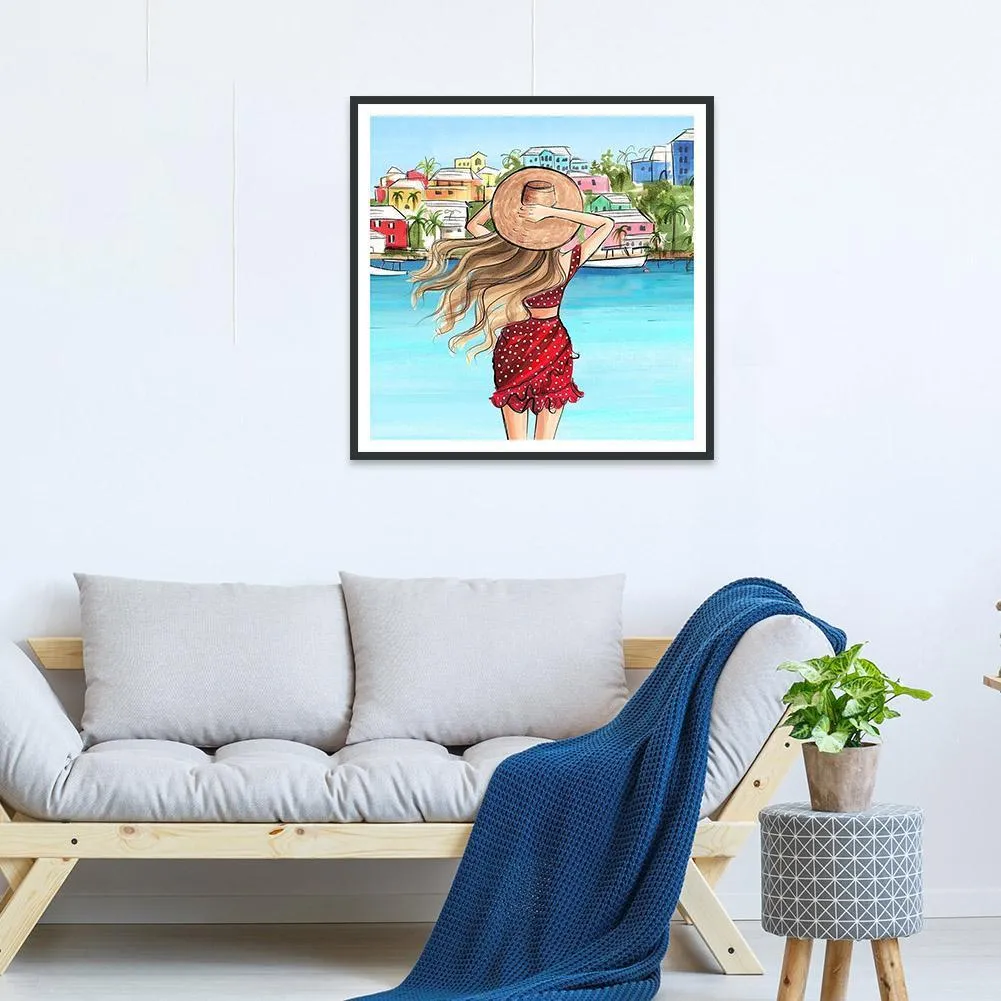 Girl 5D DIY Full Drill Diamond Painting-(Canvas : 30*30cm/11.82*11.82in)