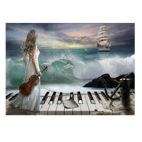 Girl Piano 5D DIY  Diamond   Painting