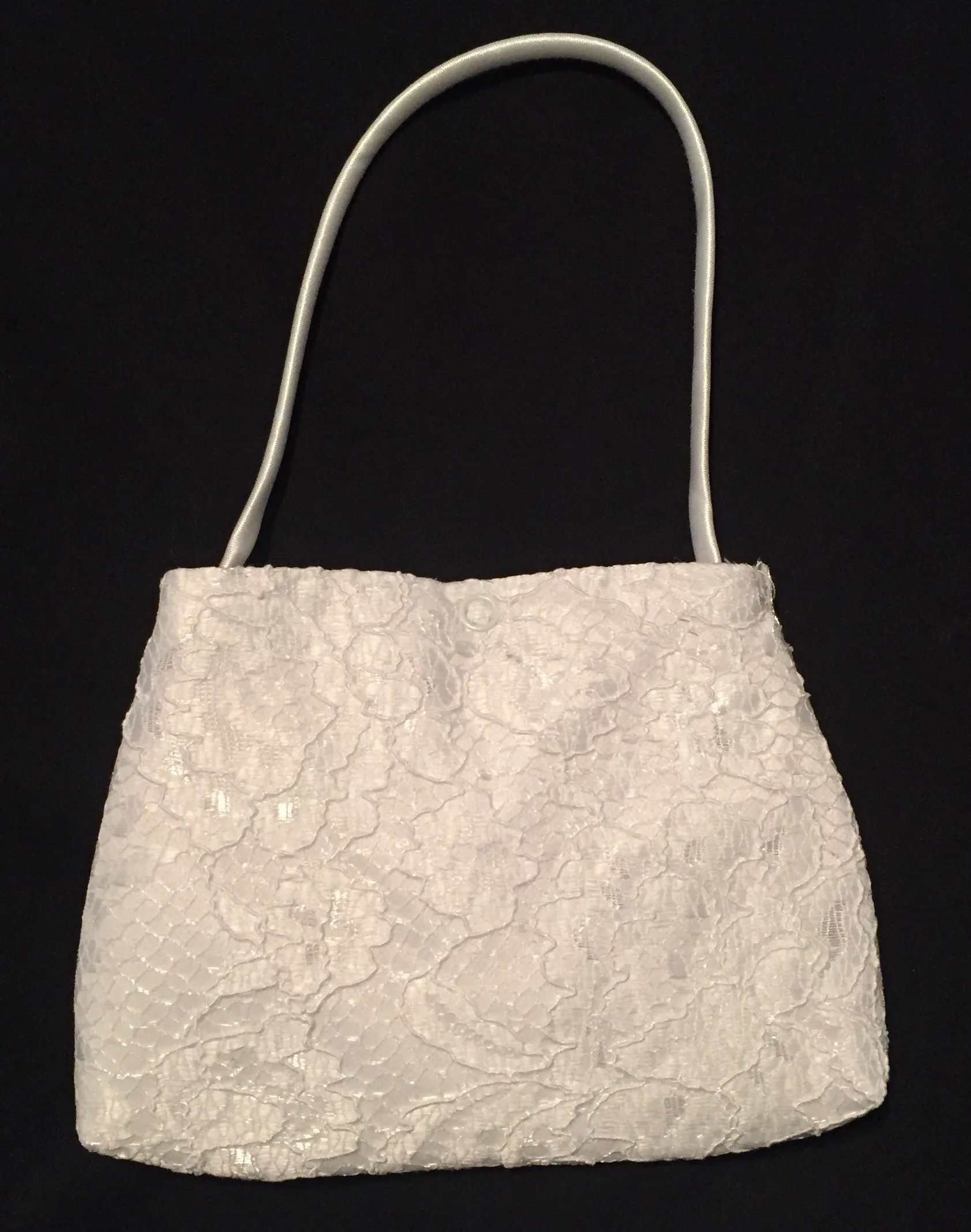 Girls White Lace Purse with Silver Flowers - LT-CP25