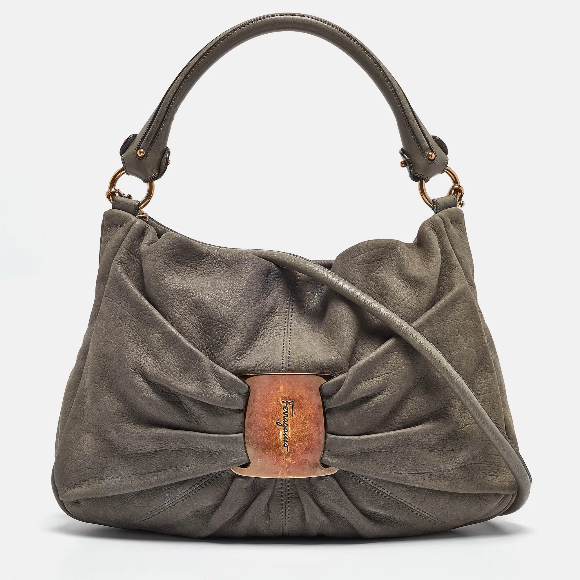 Grey Leather Miss Vara Hobo
