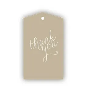 Kraft Thank You Gift Tags, Set of 12 Kraft Thanks Gift Tags with White Lettering, Elegant Thank You Tags for Favor Bags or Gifts