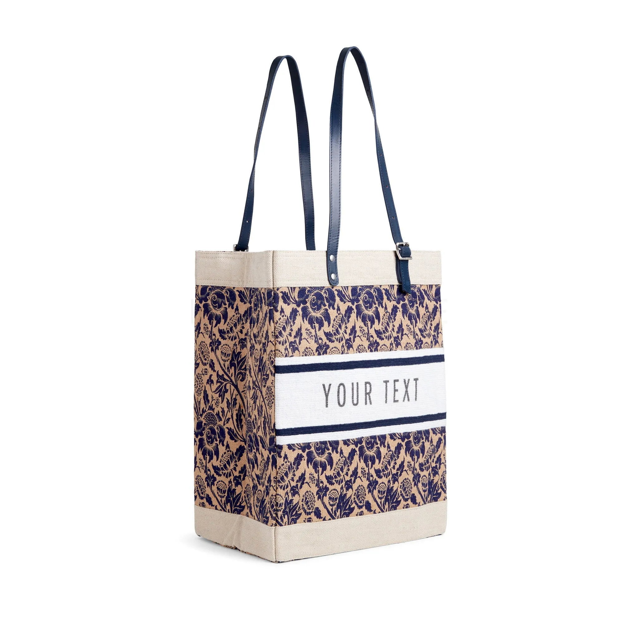 Market Bag in Blue Porcelain with Adjustable Handle