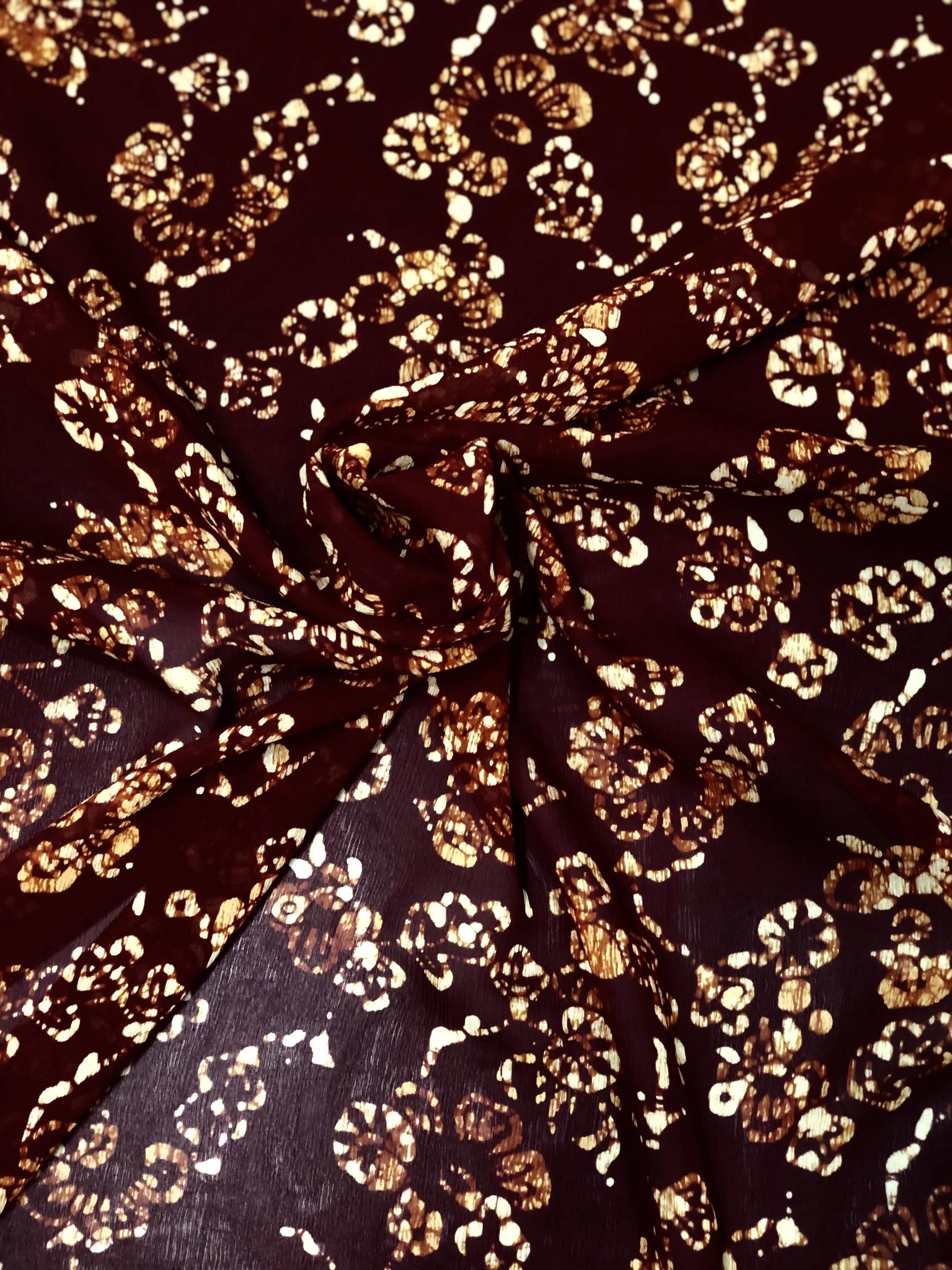 Merlot CP-008/2 Silk Chiffon Batik Hand Print Fabric