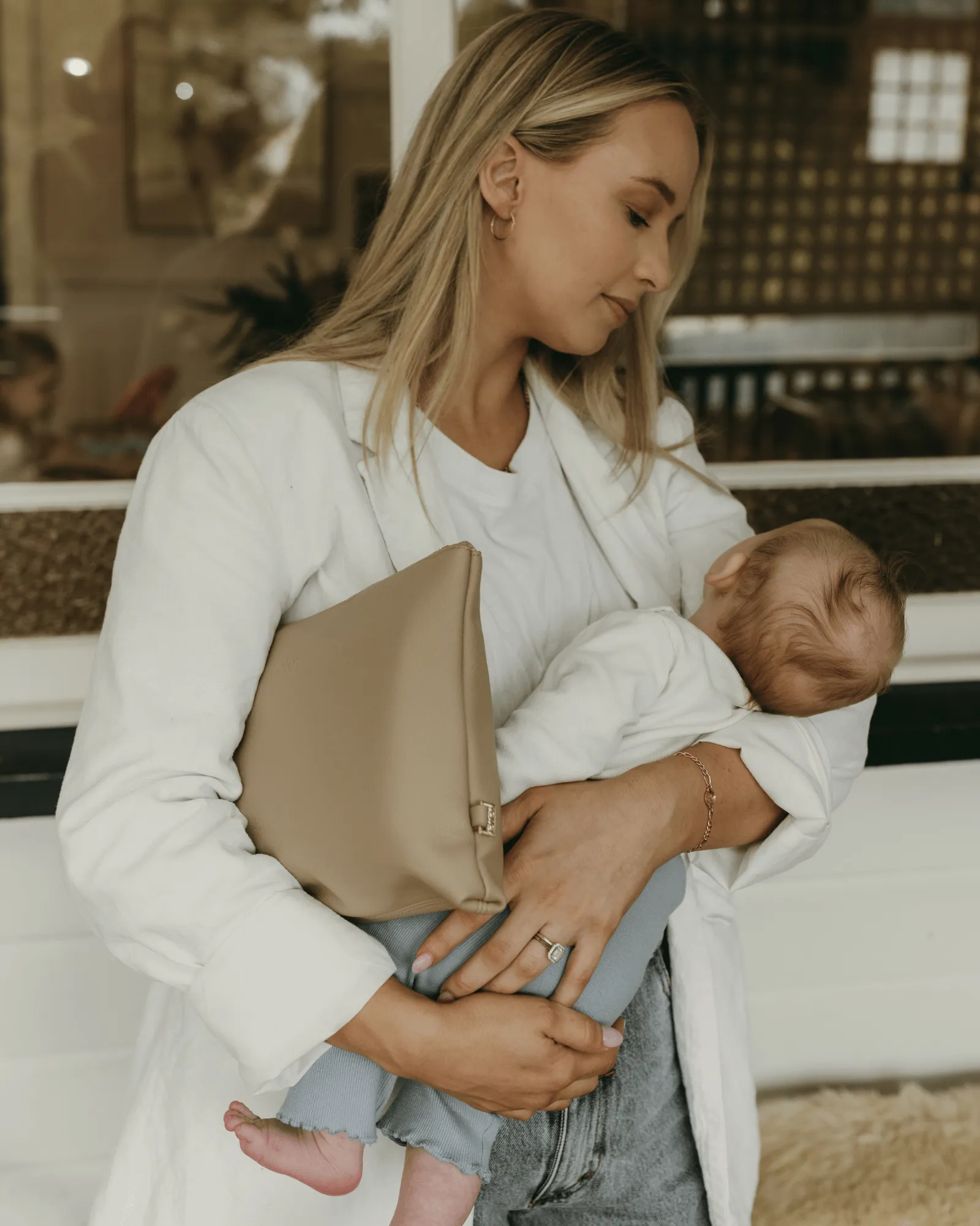 Nappy Changing Pouch - Oat Vegan Leather