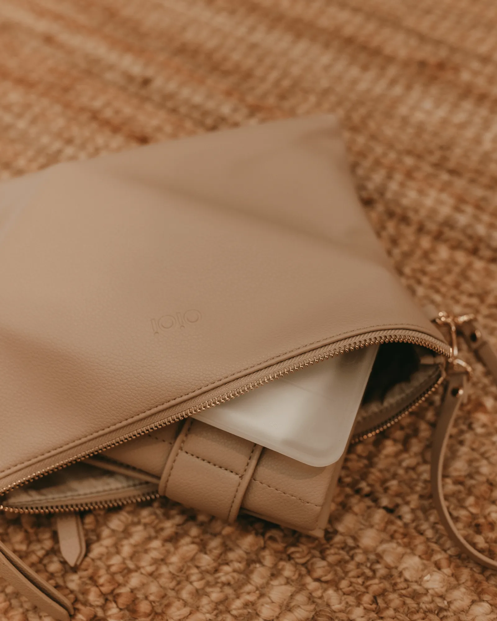 Nappy Changing Pouch - Oat Vegan Leather