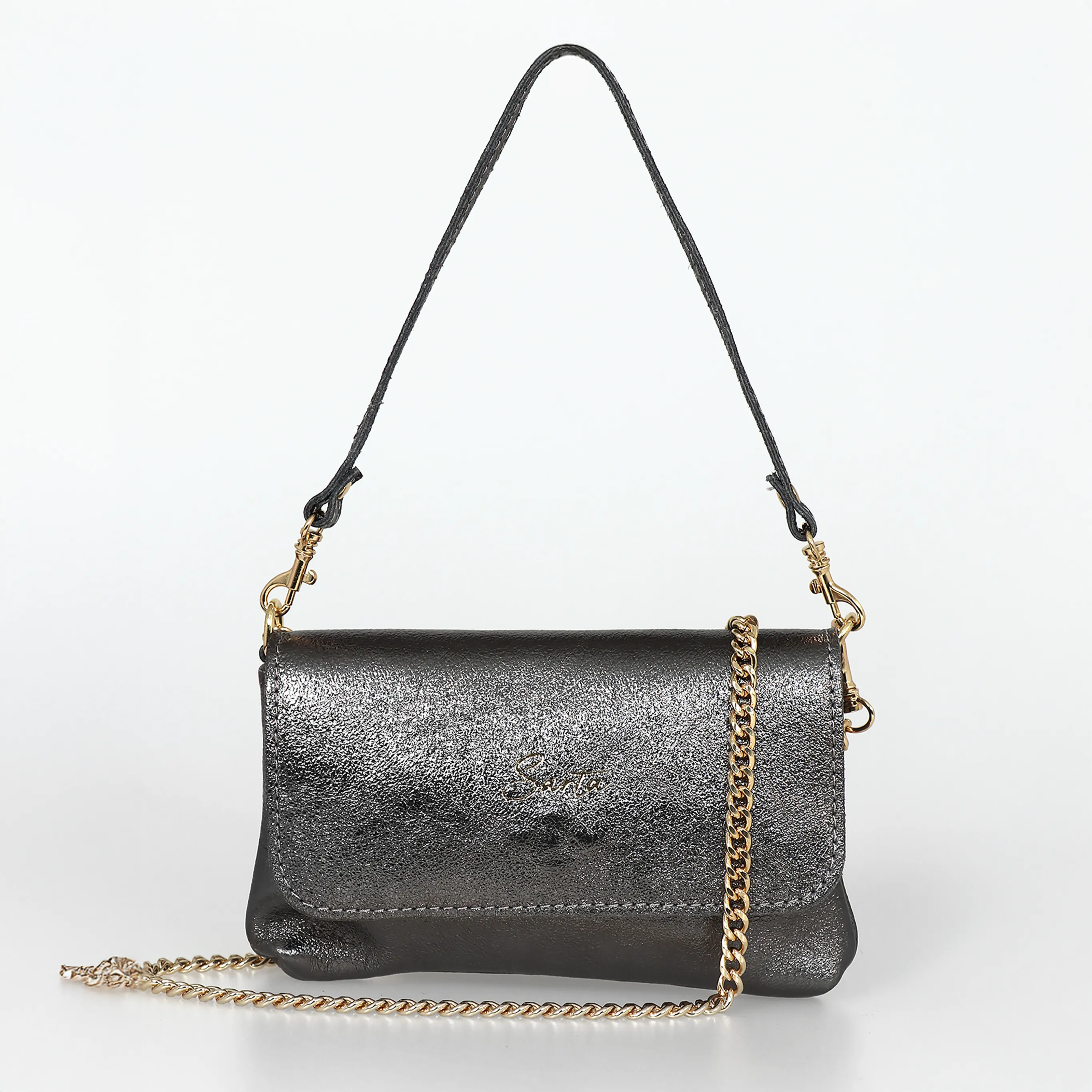Olga Mini Crossbody Bag - Gun Metal, Metallic