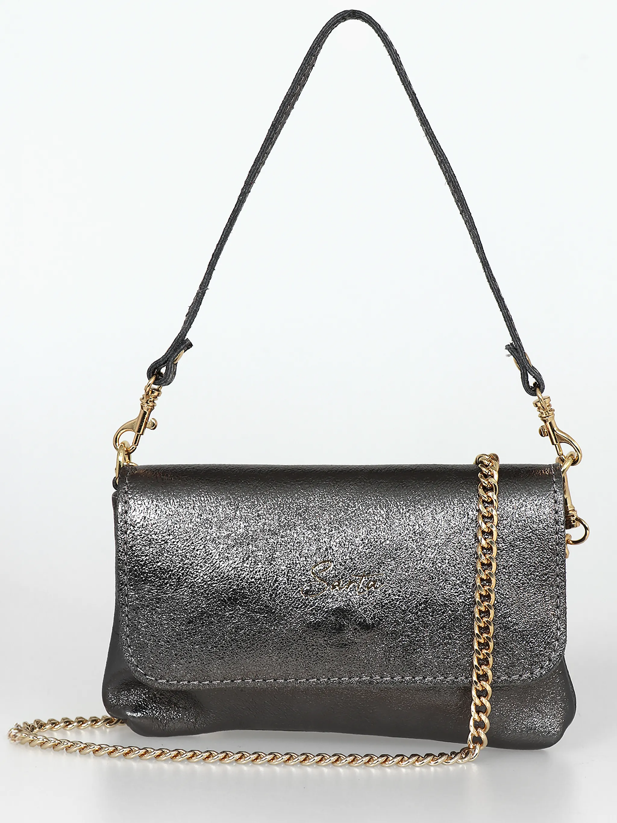 Olga Mini Crossbody Bag - Gun Metal, Metallic