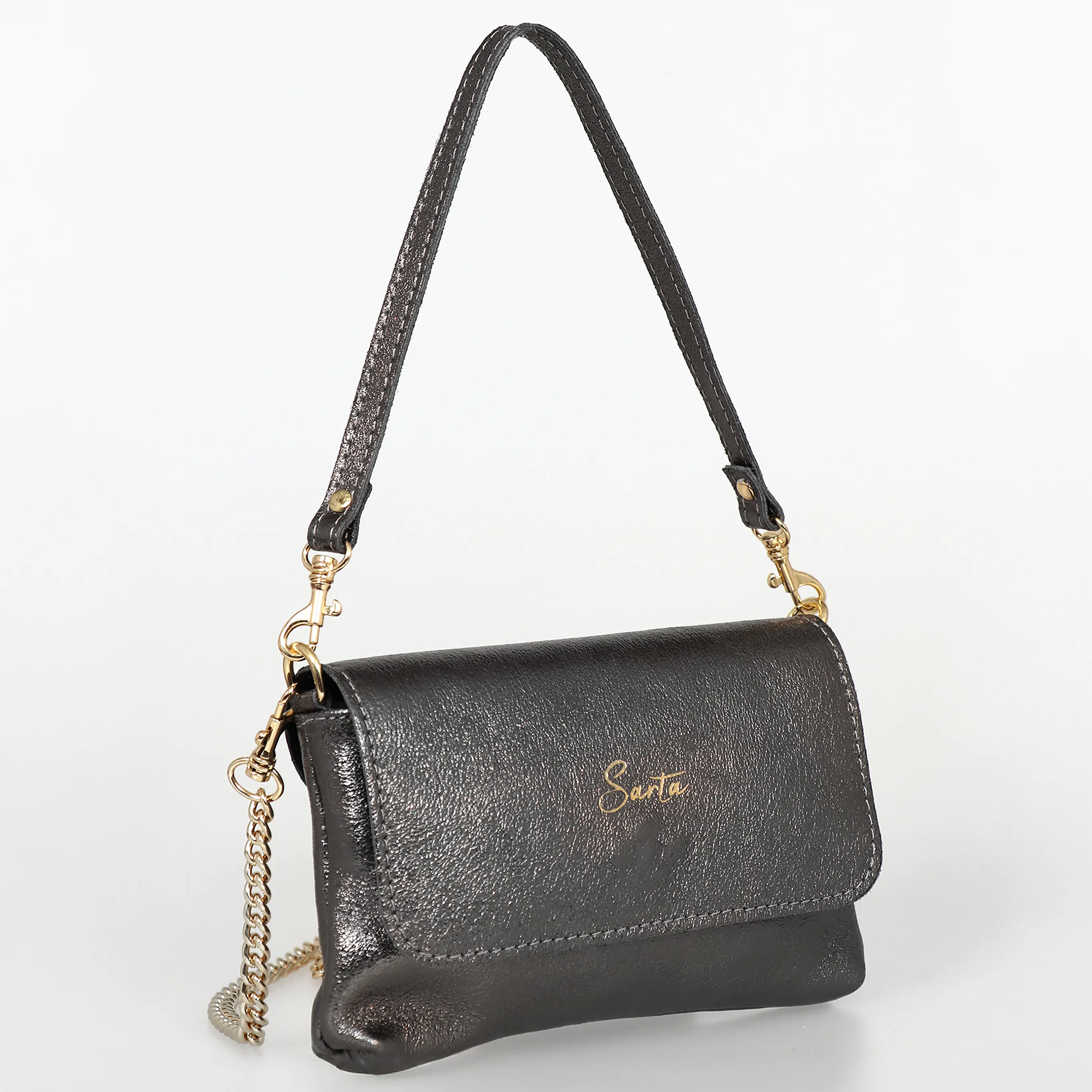 Olga Mini Crossbody Bag - Gun Metal, Metallic