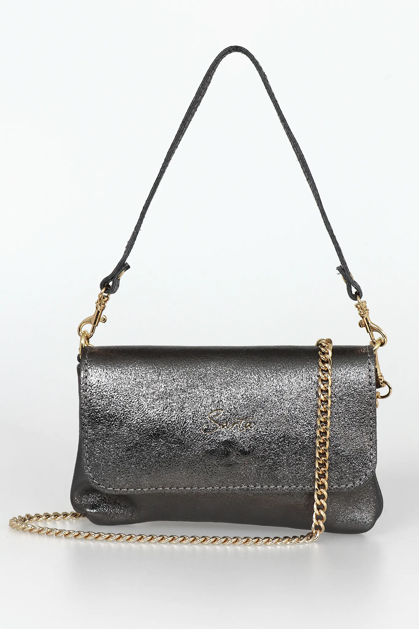 Olga Mini Crossbody Bag - Gun Metal, Metallic