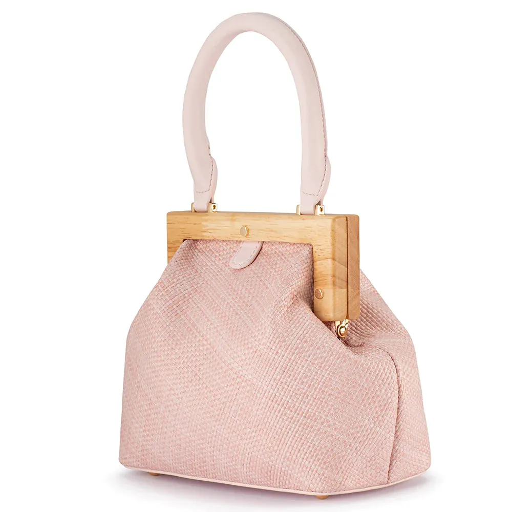 Piper Straw Handle Bag in Pink