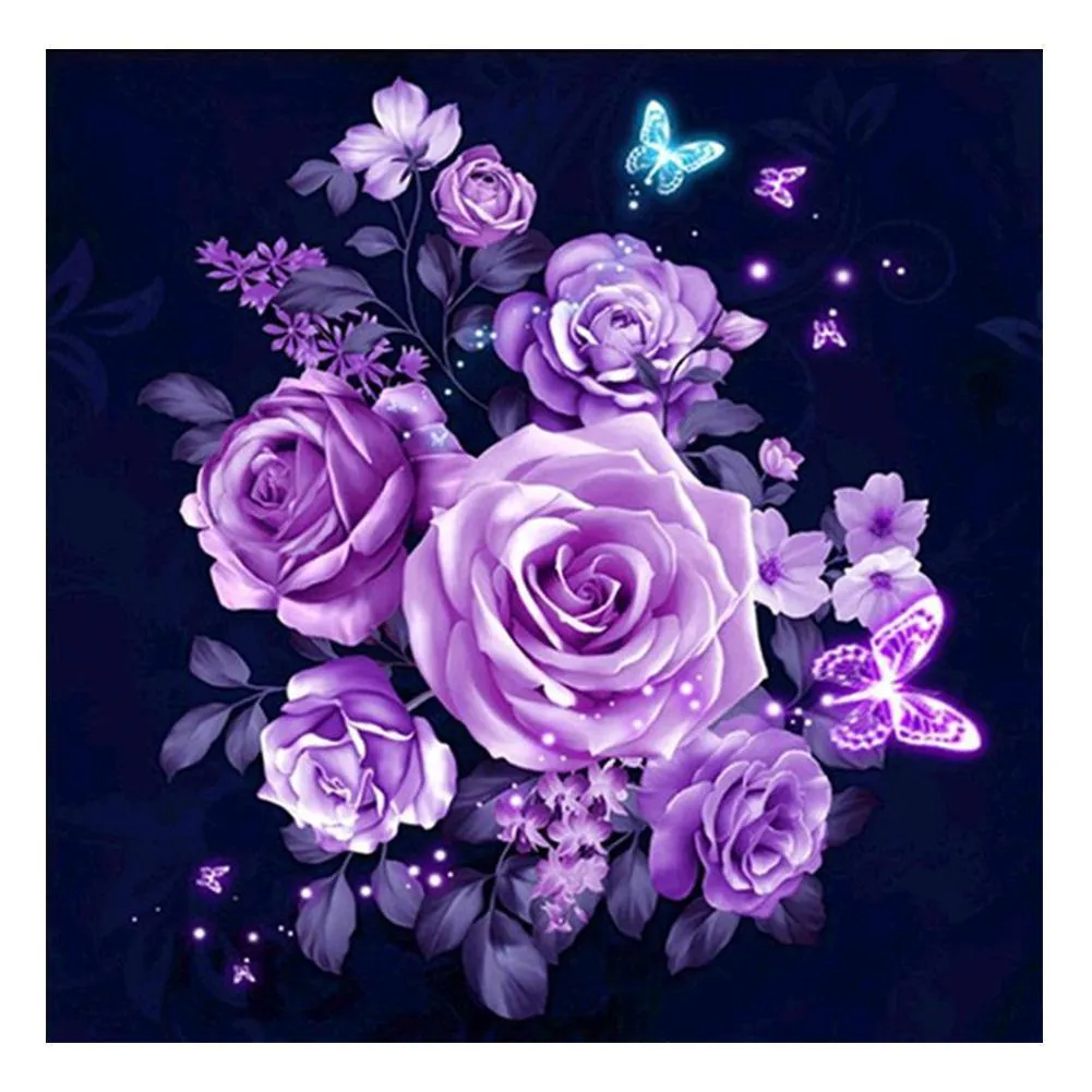 Purple Flowers DIY Diamond Painting