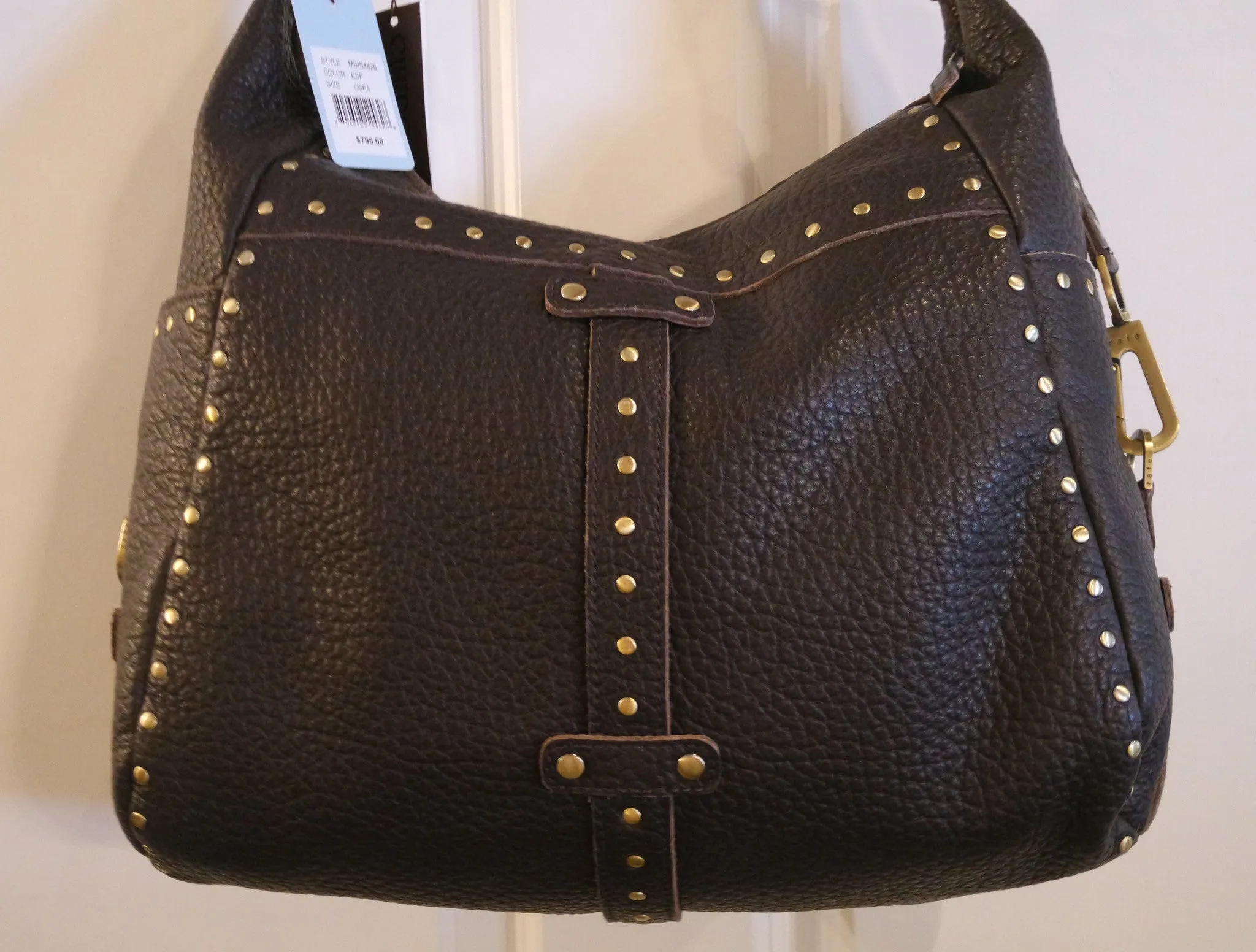 Rafe Studded Leather Purse in Dark Brown