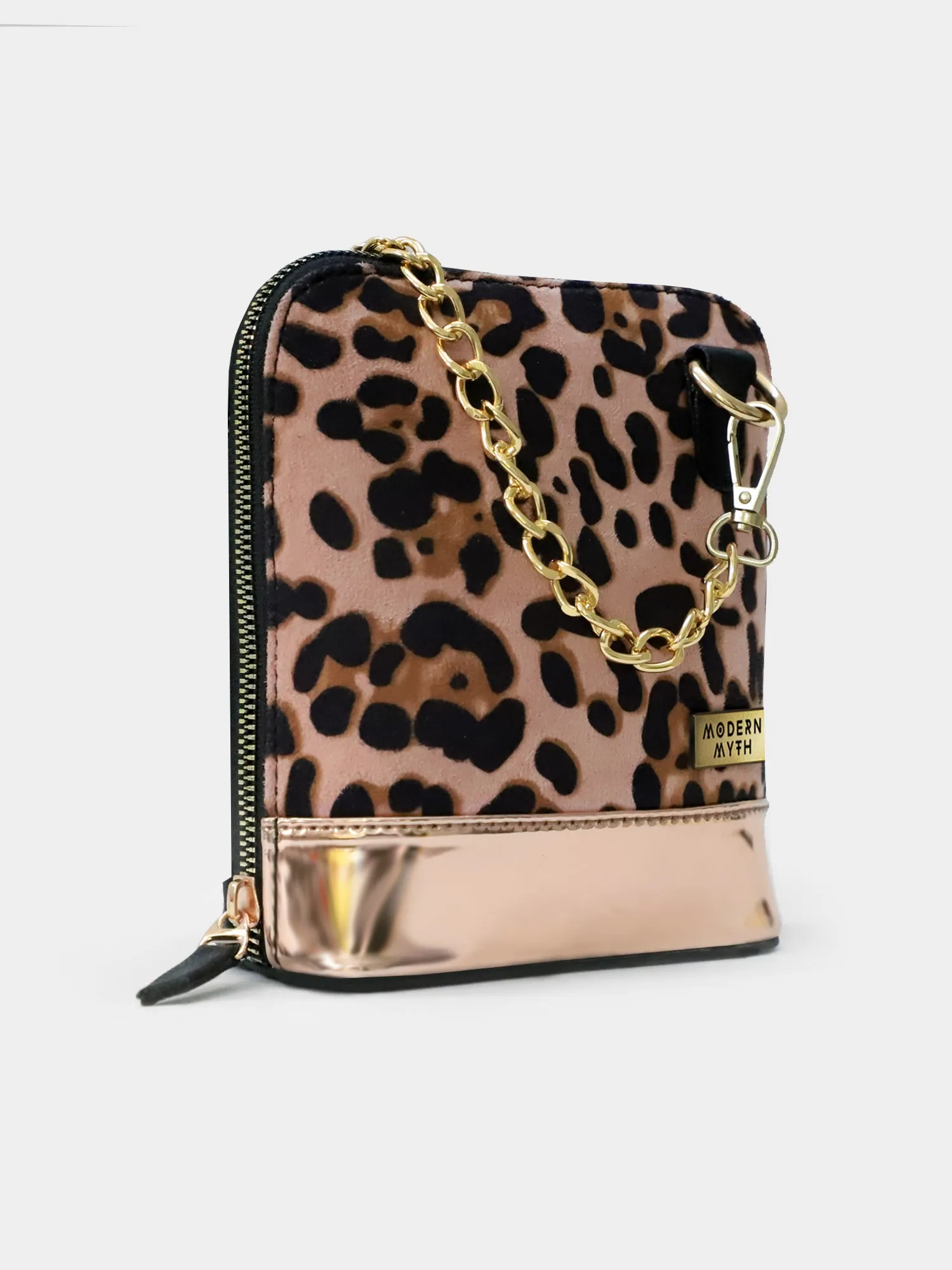 Royal Cheetah Caravan Animal Printed Rosegold Crossbody Bag | Modern Myth