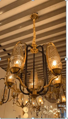 Rustic Regency Glass and Metal Chandelier (D89065-5)