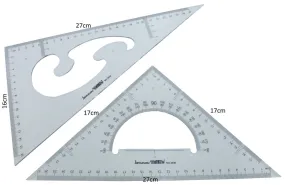 Set Square.Set of 2 Squares with in-built Protractor & French Curve SCH80H, SCH80H