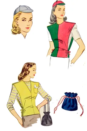 Simplicity 1416 Uncut Vintage 1950s Cap Bag & Jerkin Sewing Pattern