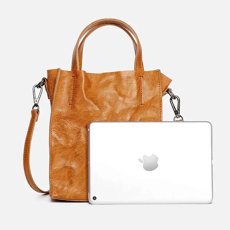 Vintage Women's Genuine Leather Handbags Small Crossbody Tote Purse For Women