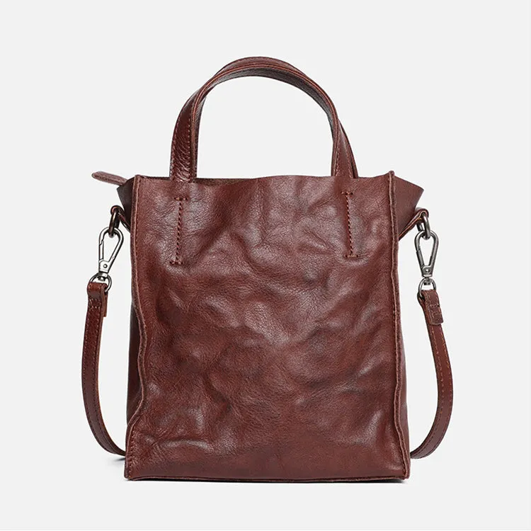 Vintage Women's Genuine Leather Handbags Small Crossbody Tote Purse For Women