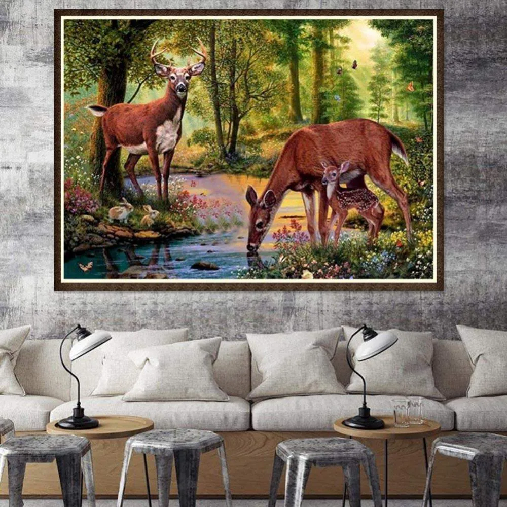 Wild Deer  Partial Round Drill  5D DIY  Diamond Painting
