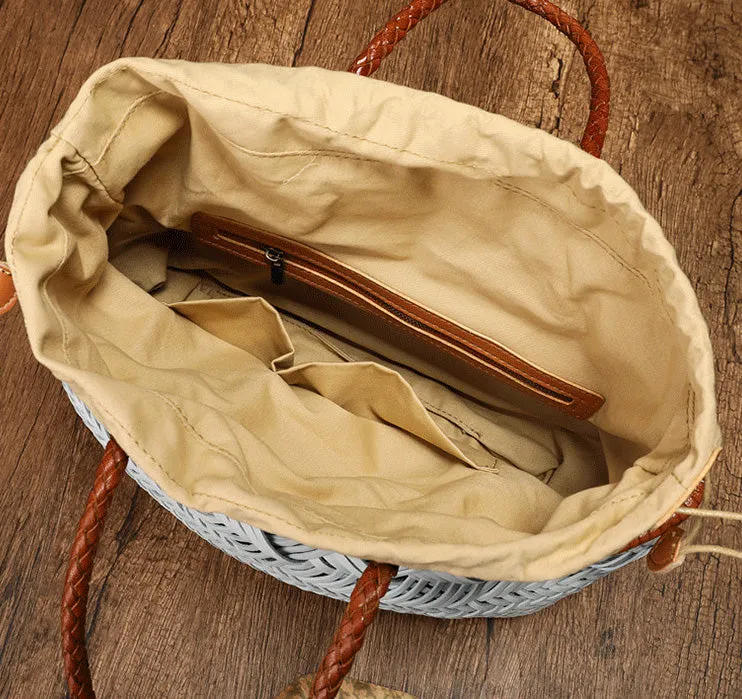 Womens White Leather Woven Handbags Woven Leather Tote Bag